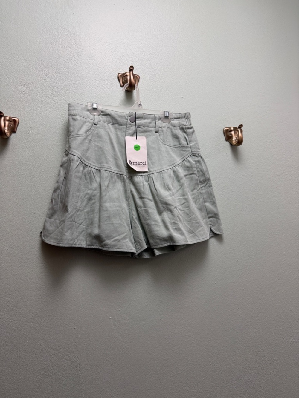 &merci Sage Green Tiered Skort with Ruffle Hem